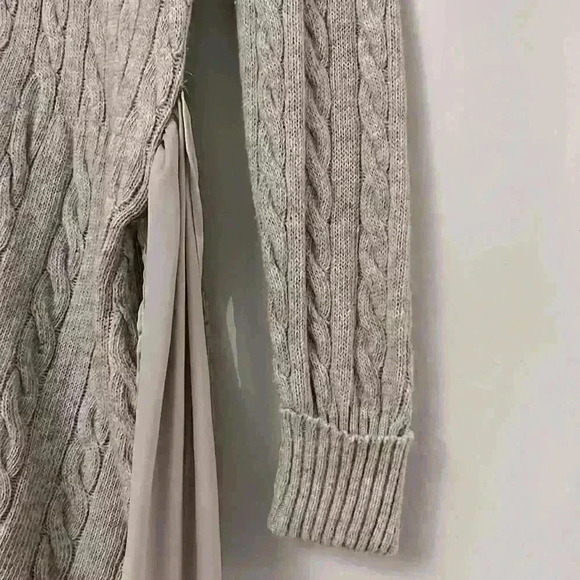 Boston Proper Heather Gray Cable Chiffon Sash Tie
Waist Cardigan Sweater XS - Picture 5 of 8